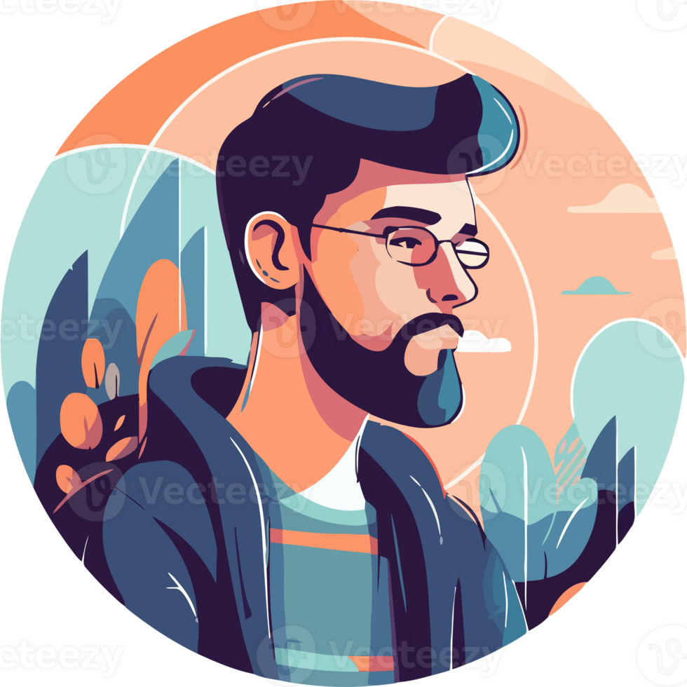 A man with glasses and a beard is in a circle png