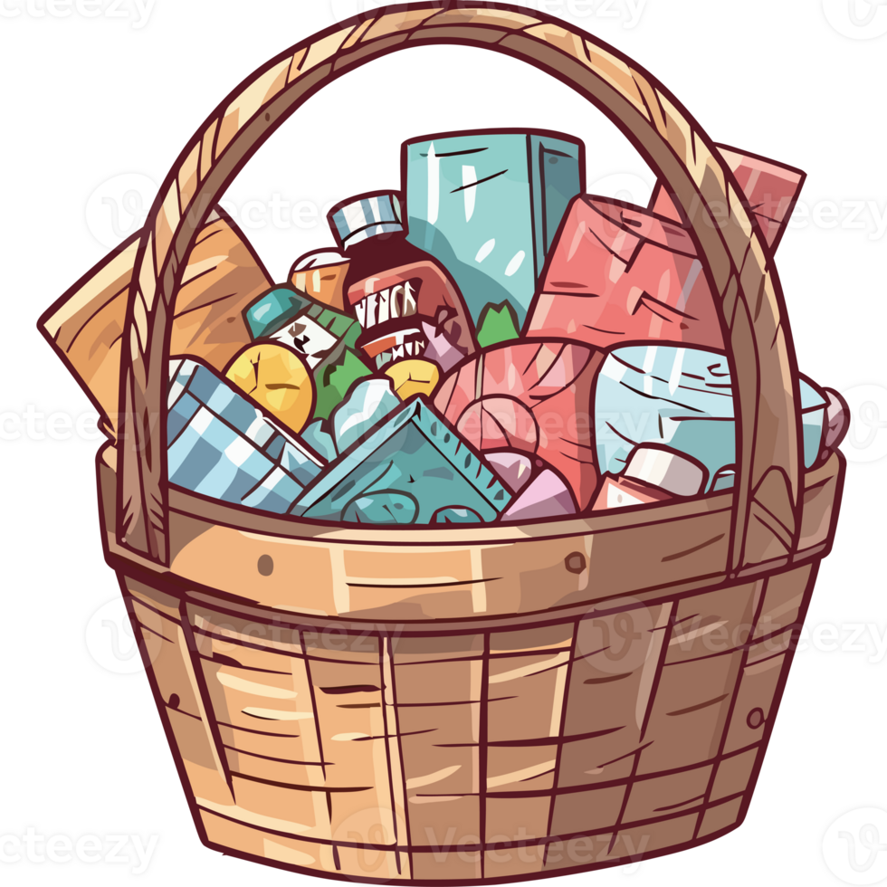 A basket full of various items png