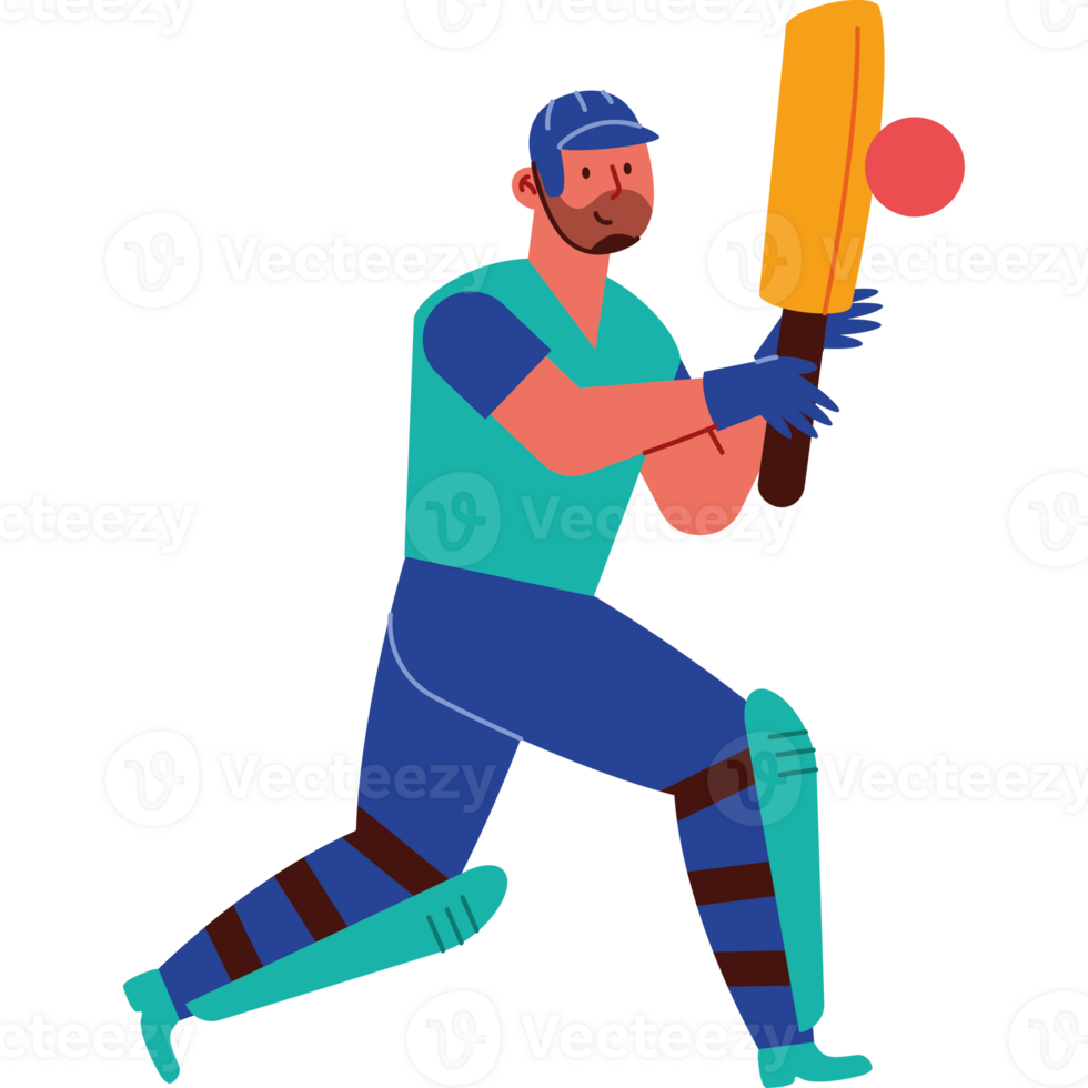 Cricket player with bat and ball png