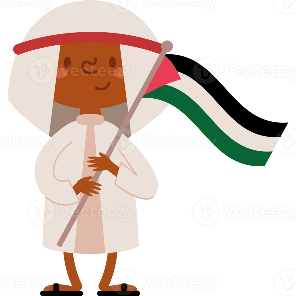 A cartoon character holding an arab flag png