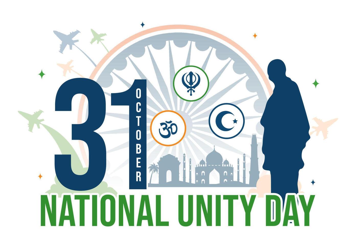 Commemorating National Unity Day in India on October 31 with a Waving Flag and Illustration of National Pride vector