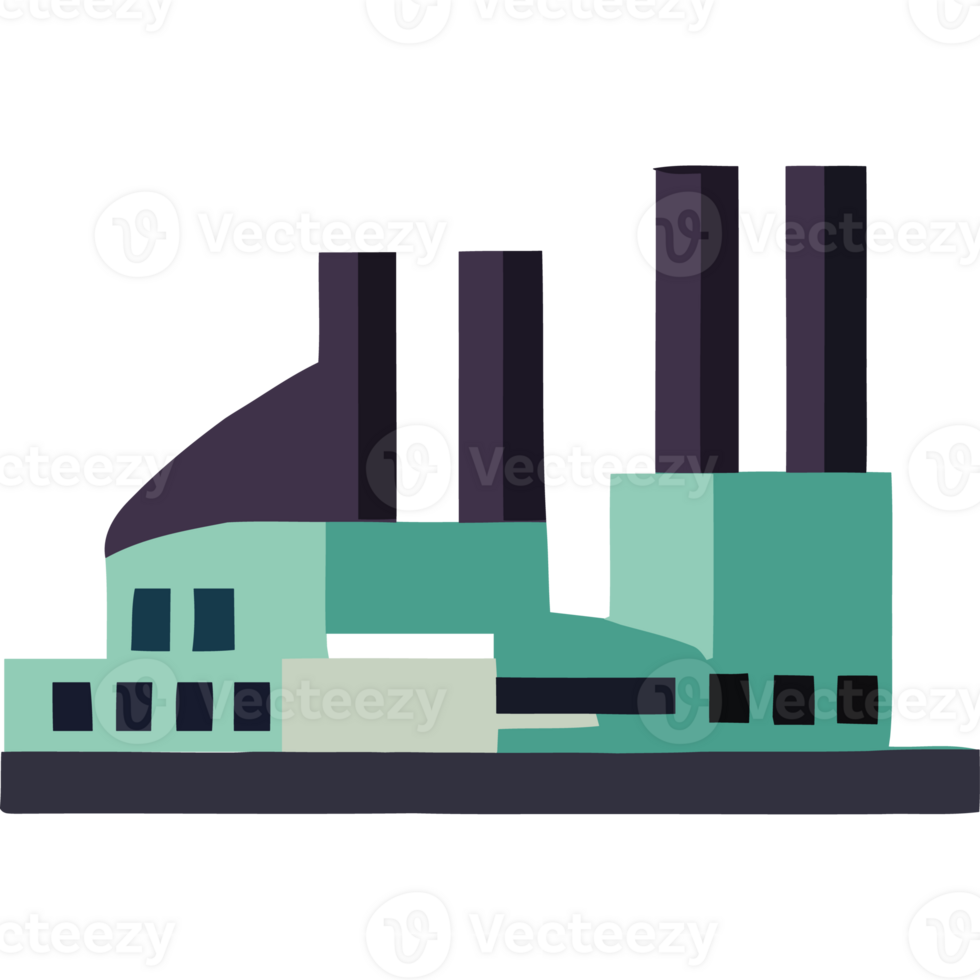 A factory with two chimneys on top png