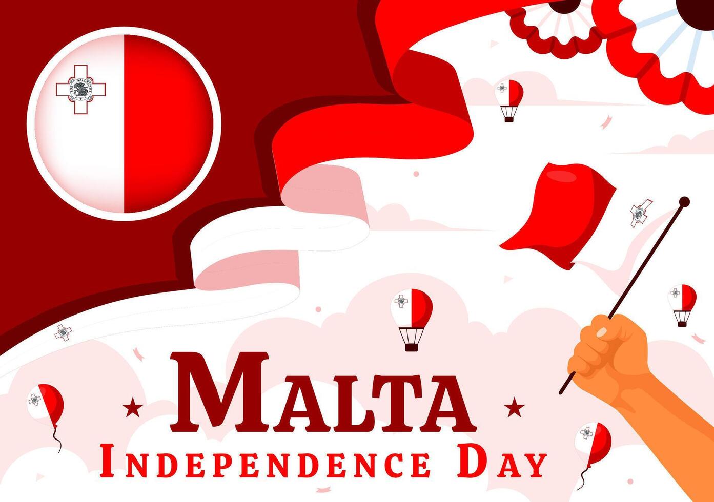 Illustration of Malta Independence Day Celebration with a Flag on September 21 in a Cheerful Flat Style Background vector
