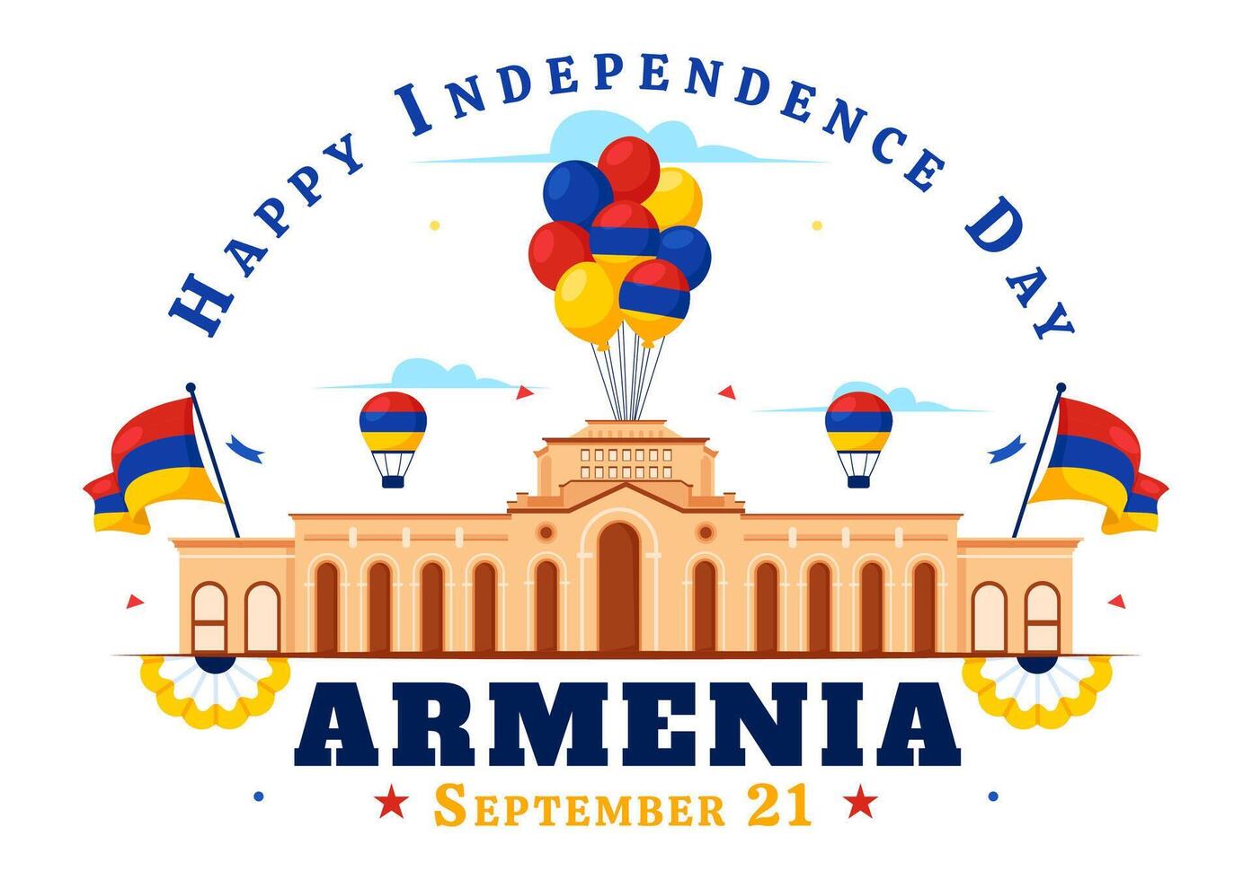 Illustration Commemorating Armenia Independence Day on September 21 with a Flag and Historical Museum in Cartoon Style vector