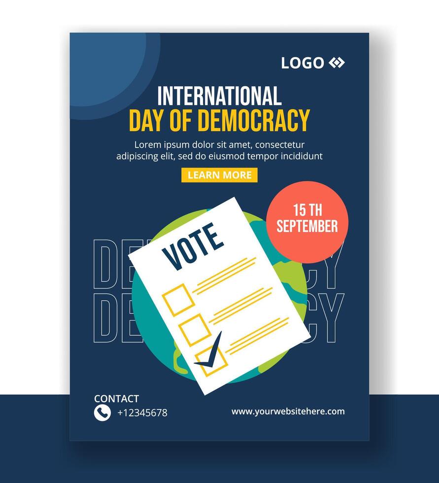 Social Media Graphics for Democracy Day Featuring Hand-Drawn Cartoon Background vector