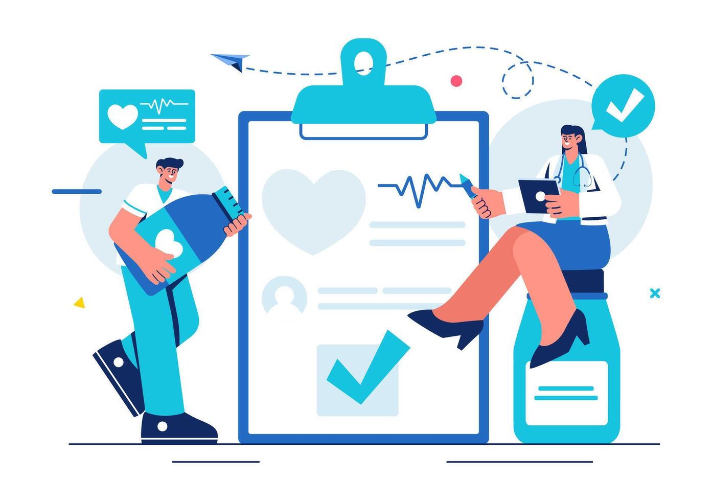 X-ray Imaging Illustration Depicting Roentgenography Procedures in Healthcare with a Flat Cartoon Background vector