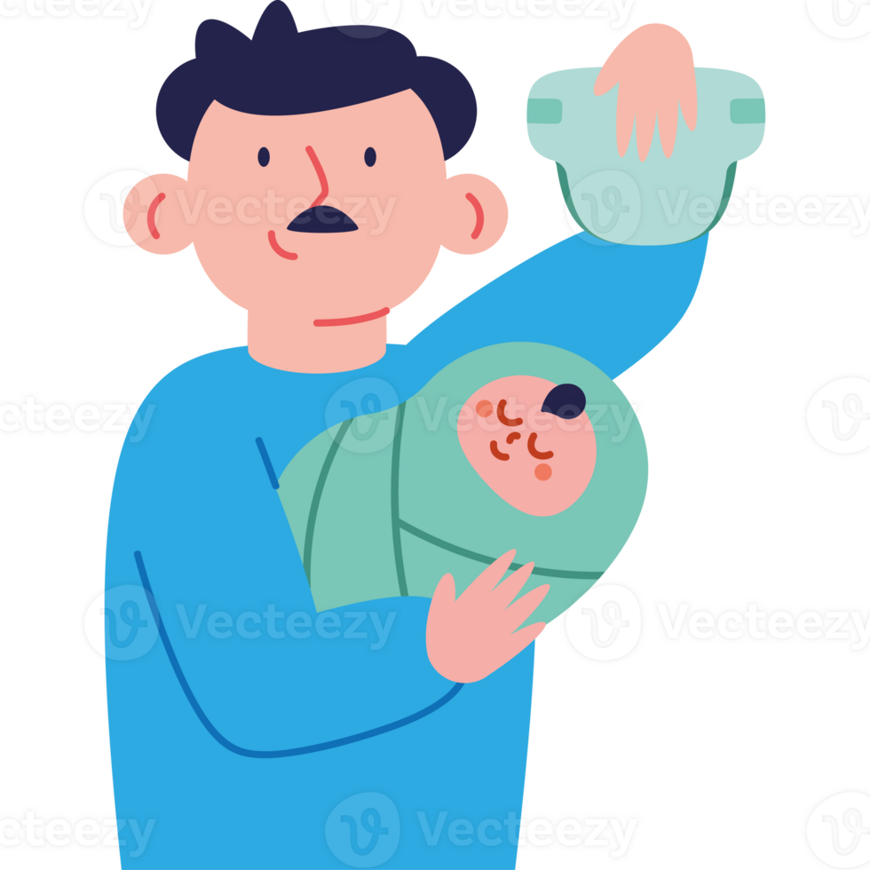 A man holding a baby in his arms png