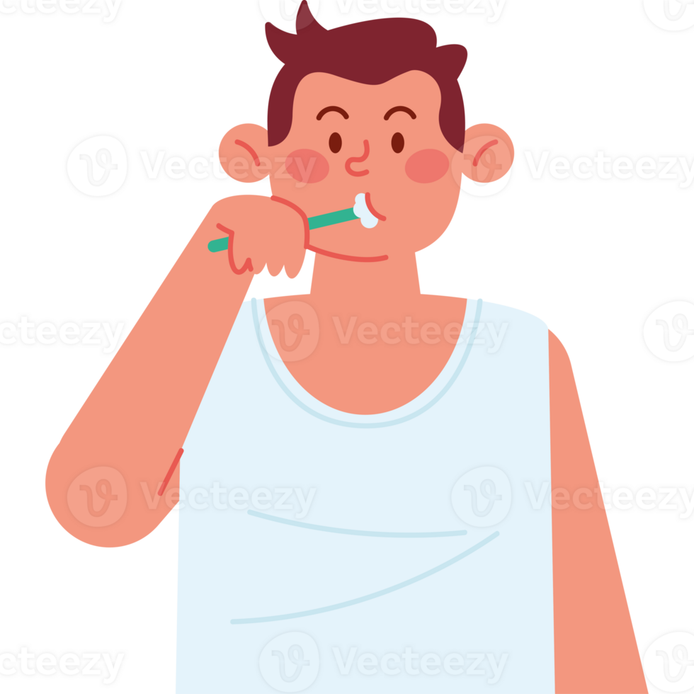 A man brushing his teeth with a toothbrush png
