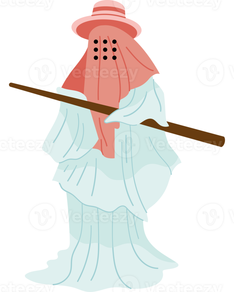 A ghost with a hat and a stick png