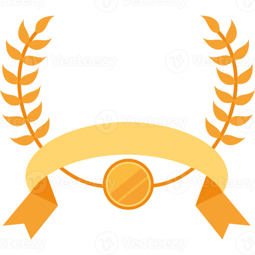 A golden laurel wreath with a medal in the center png