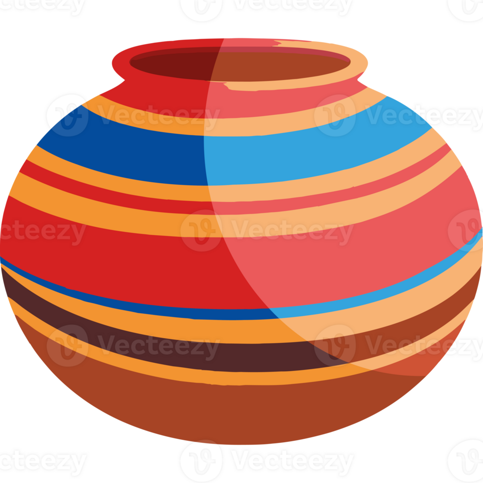 A colorful pot with a stripe pattern png
