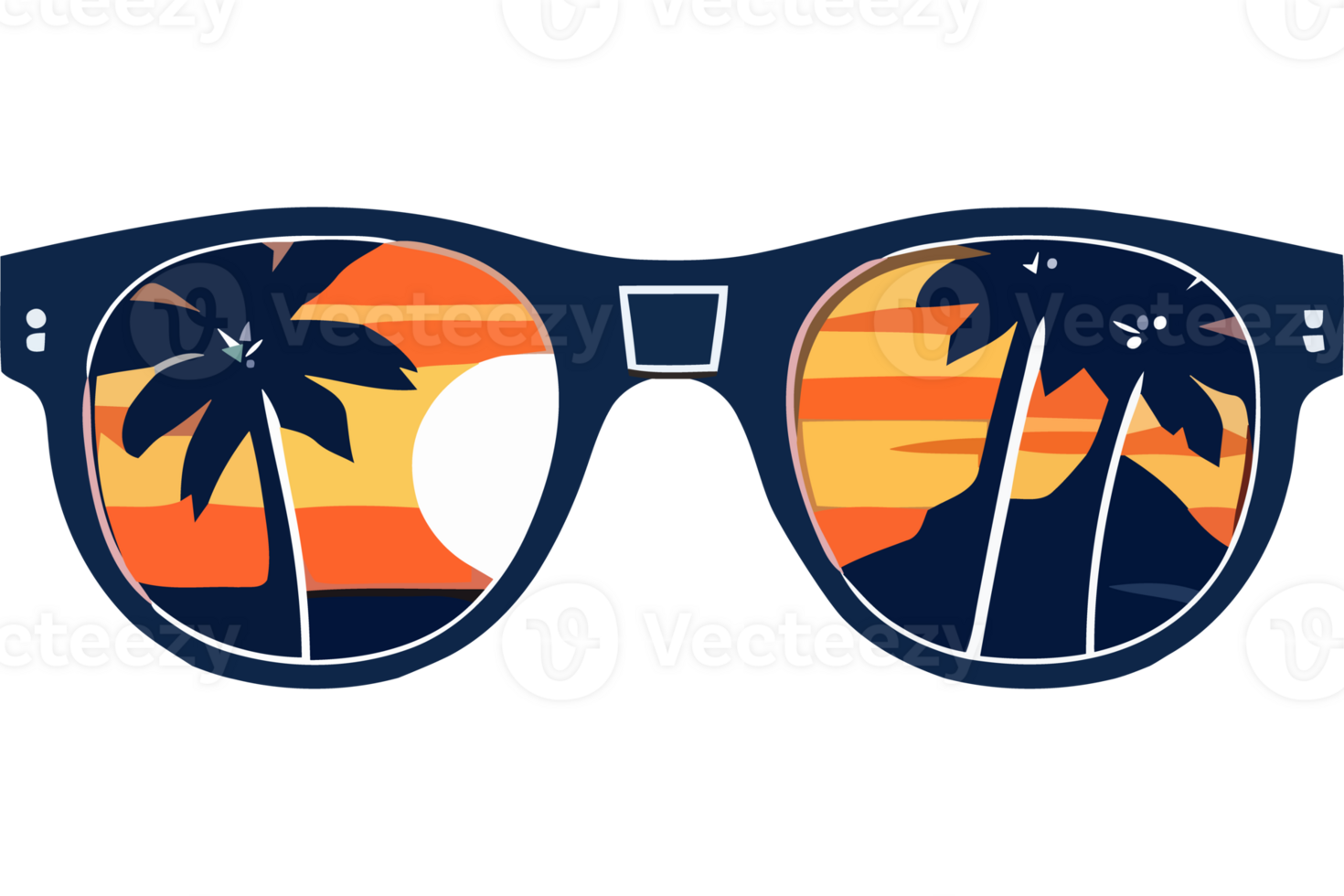 Sunset sunglasses with palm trees and the ocean png