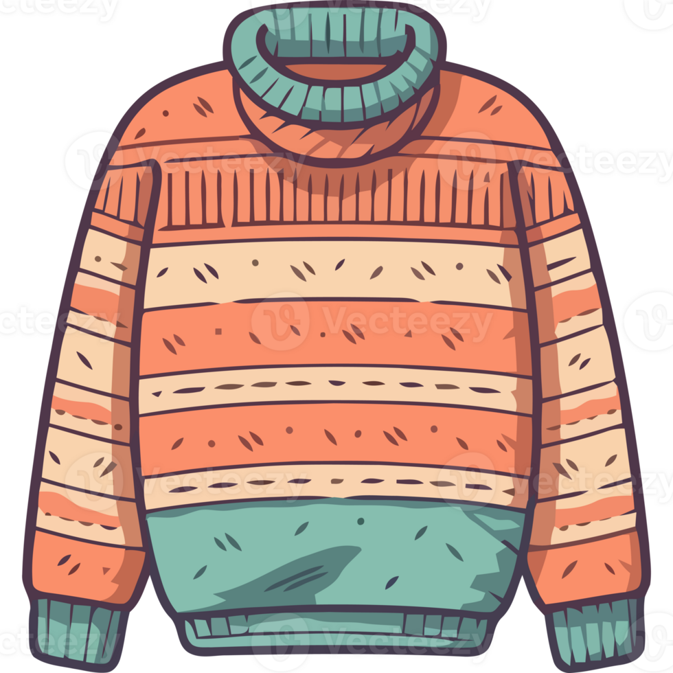 A sweater with a green and orange stripe png