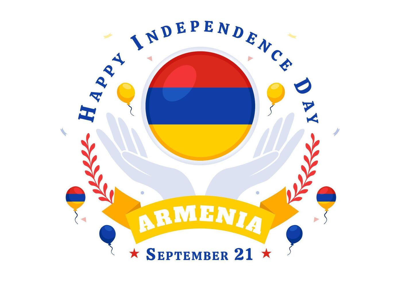 September 21 Armenia Independence Day Illustration Featuring a Flag and National Heritage in a Cartoon Style Background vector