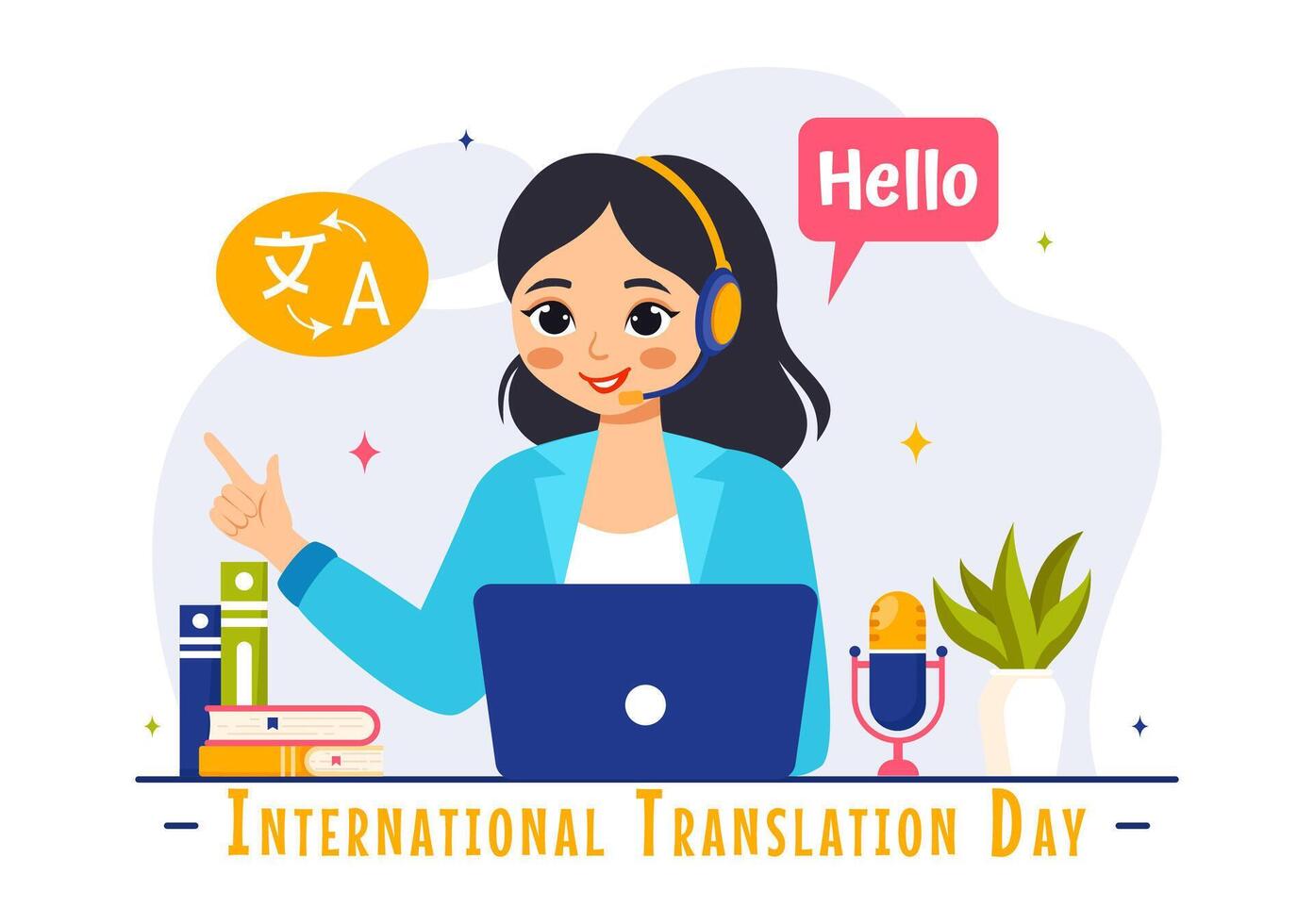 Multilingual Greetings Illustration for World Translator Day with Global Communication Theme vector