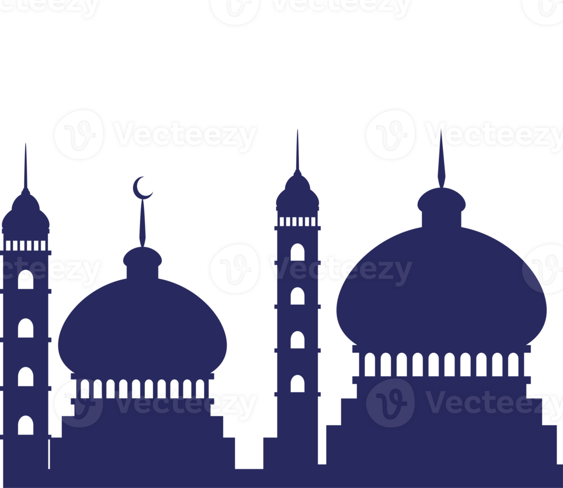 Silhouette of a mosque with two minarets png