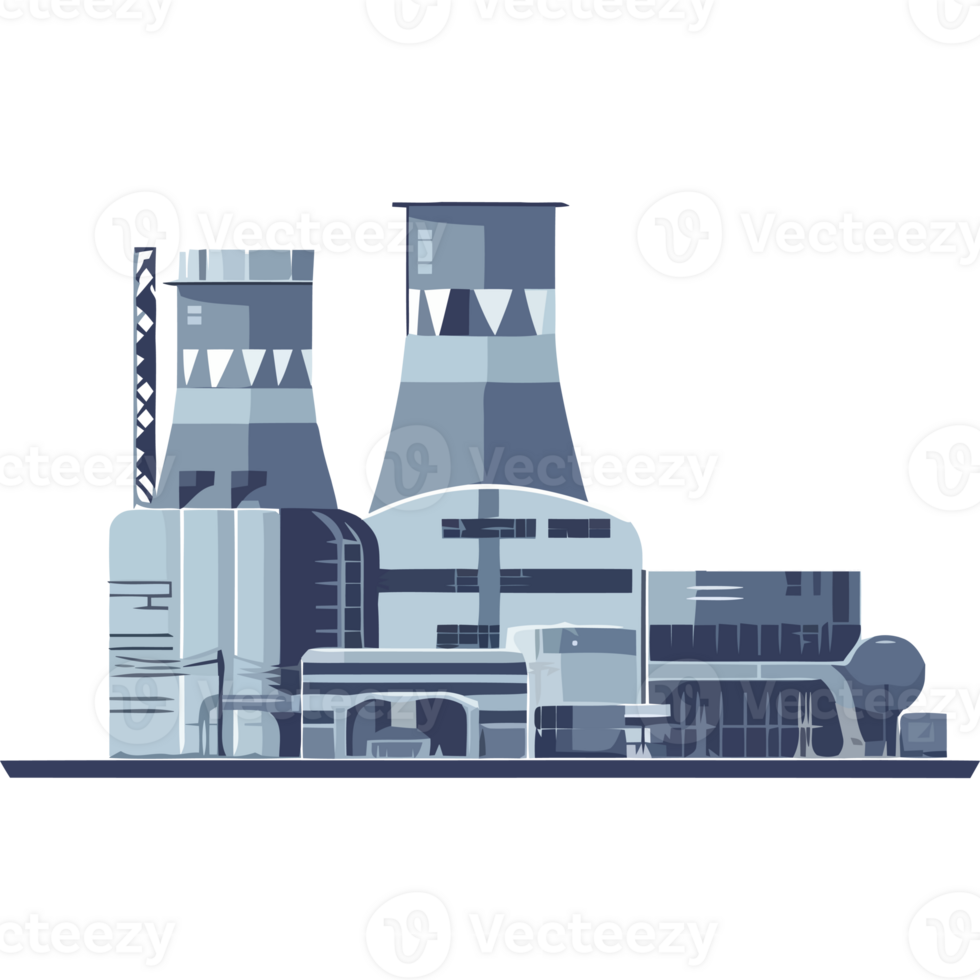 An illustration of a factory with two chimneys png