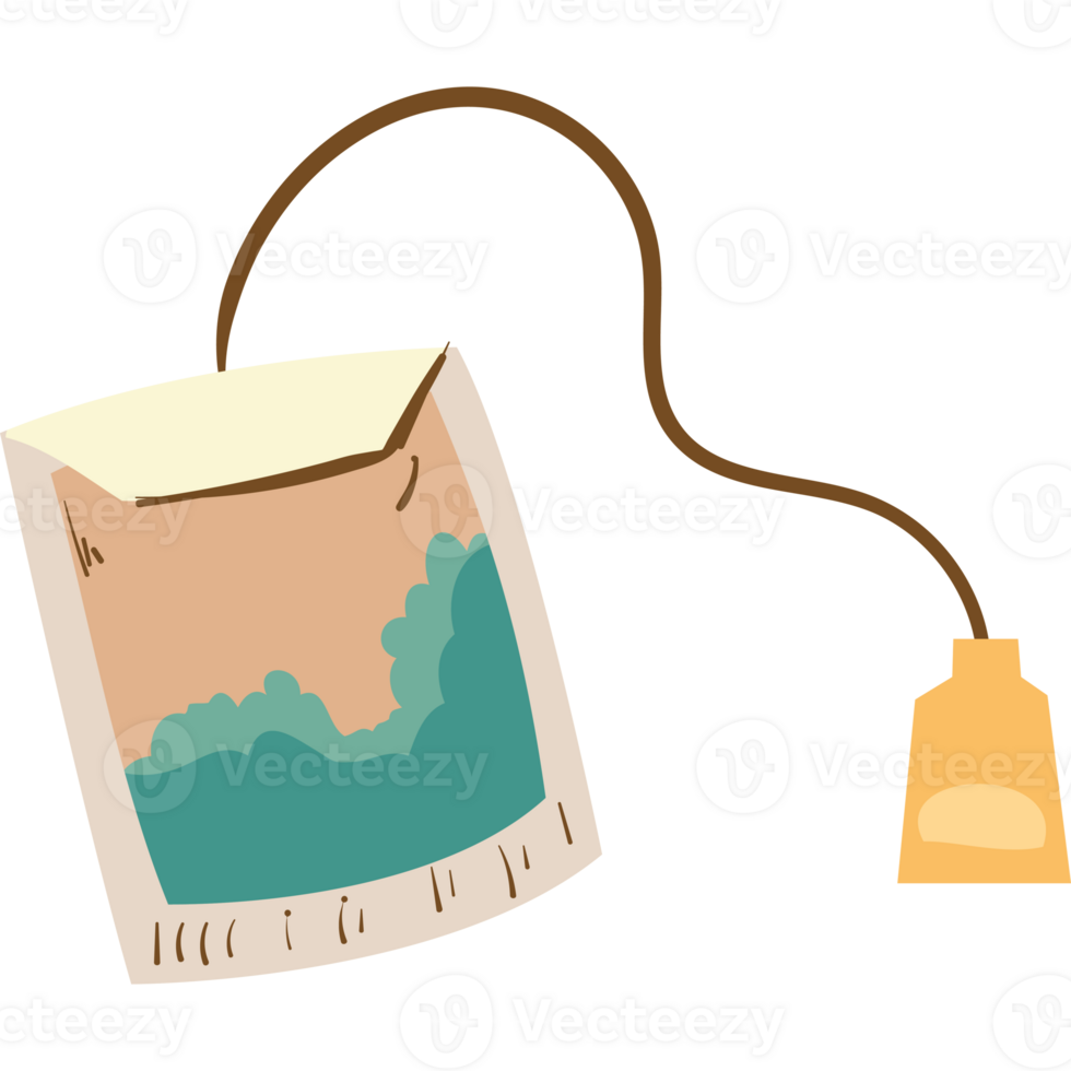A tea bag hanging from a cord png