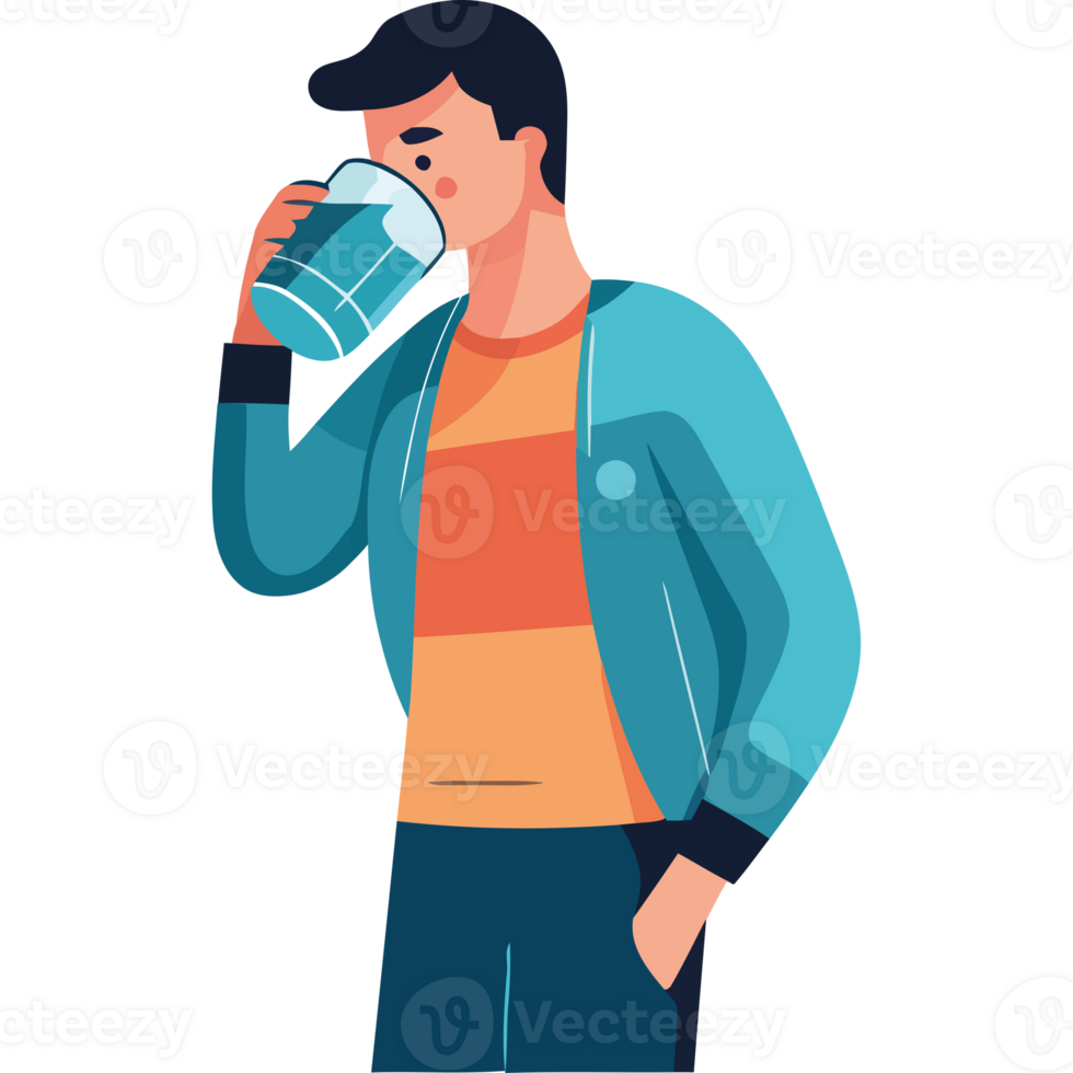 Man drinking coffee illustration png