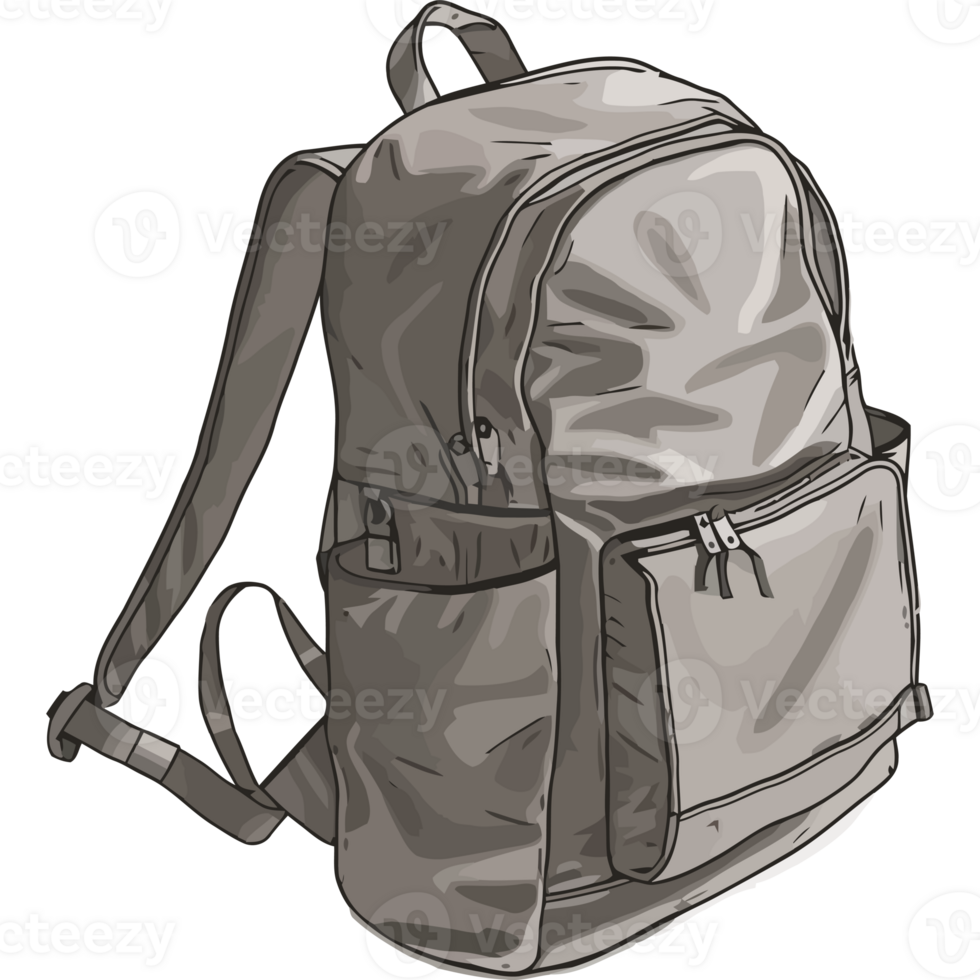 A backpack is shown in a sketchy drawing png