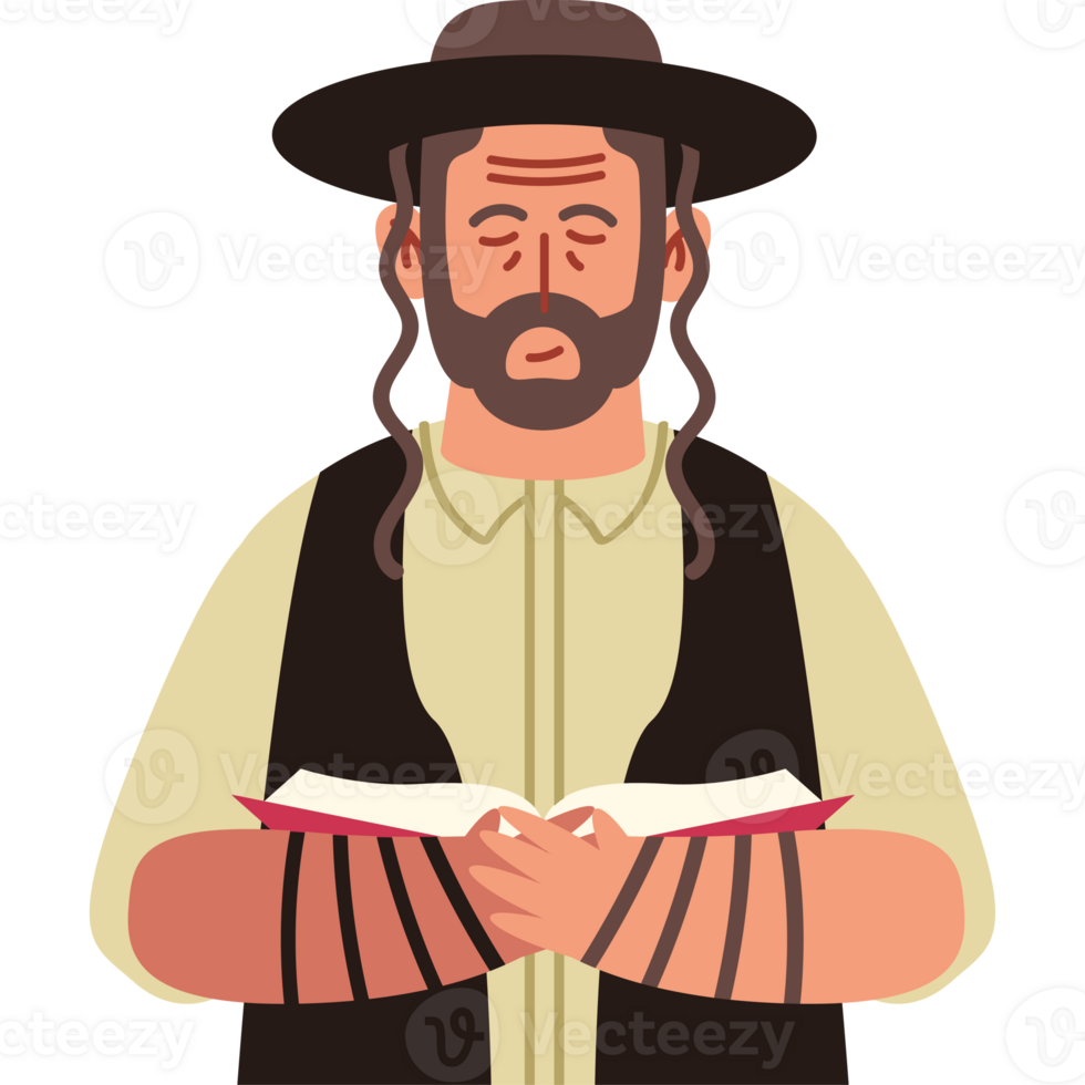 Jewish man praying with book png
