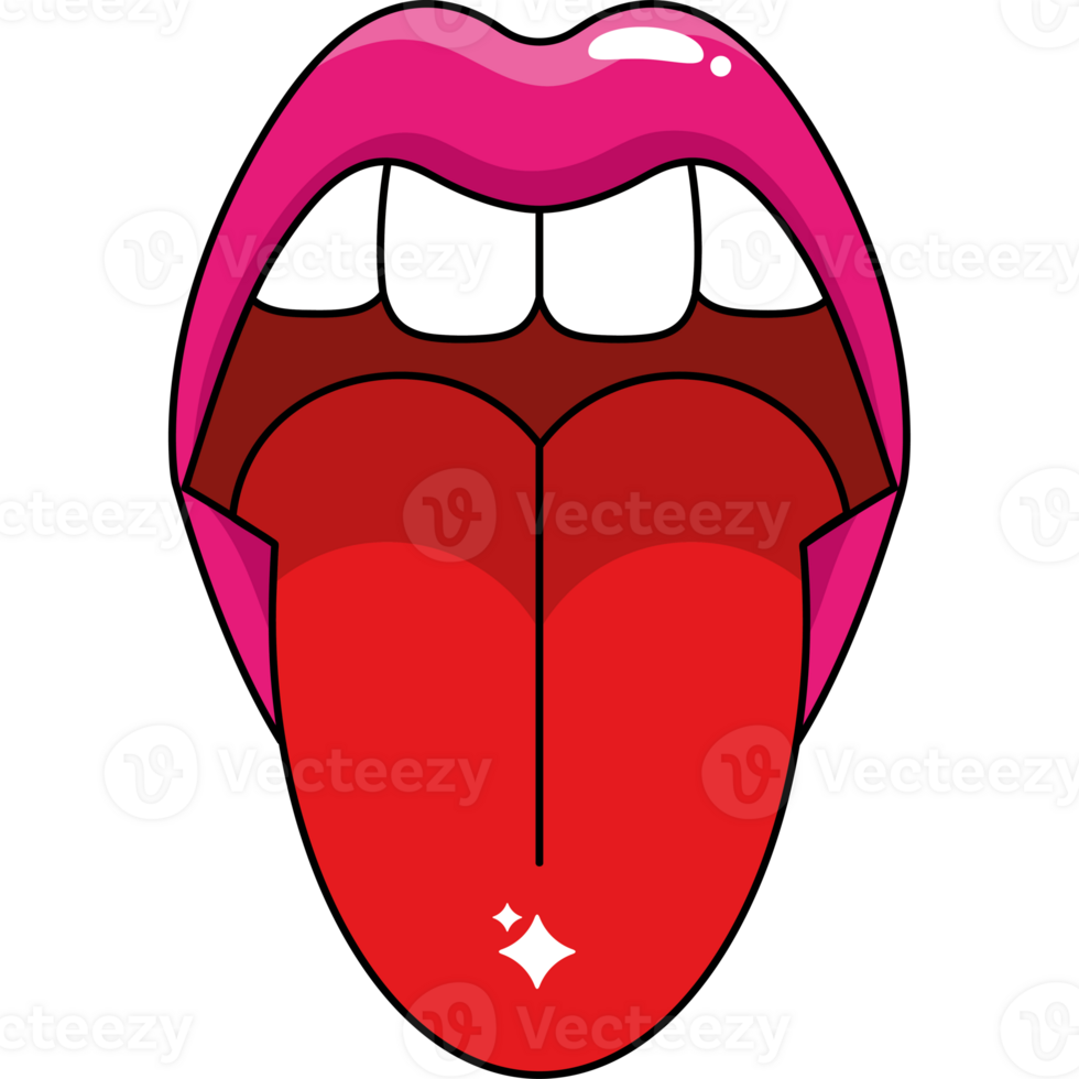 A cartoon tongue with a smile on it png