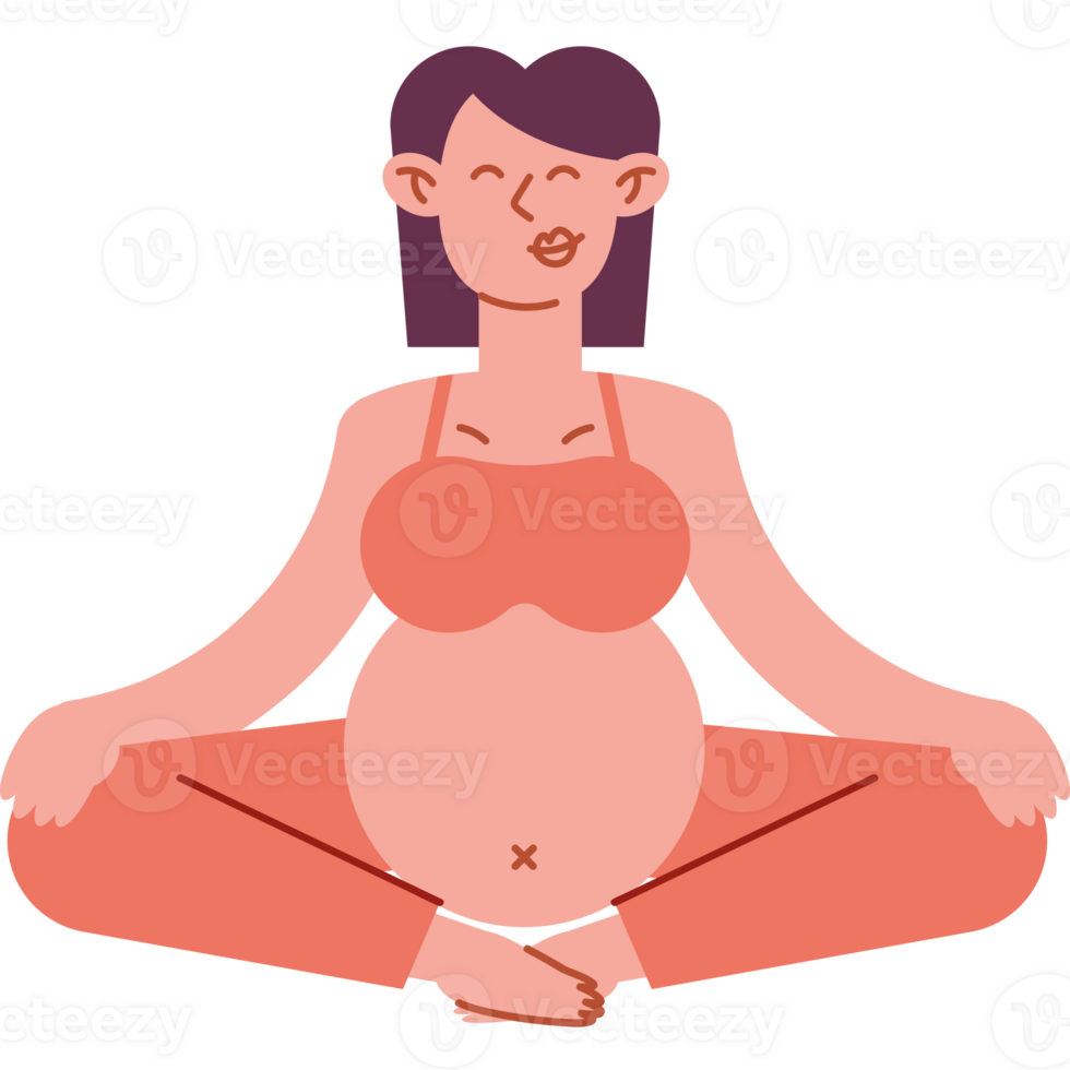 A pregnant woman sitting in a yoga pose png