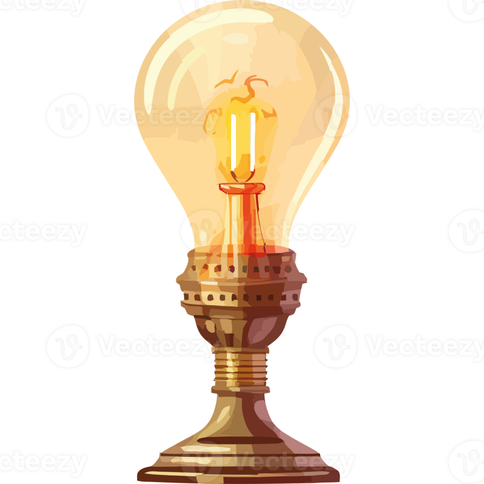 An illustration of a light bulb on a pedestal png
