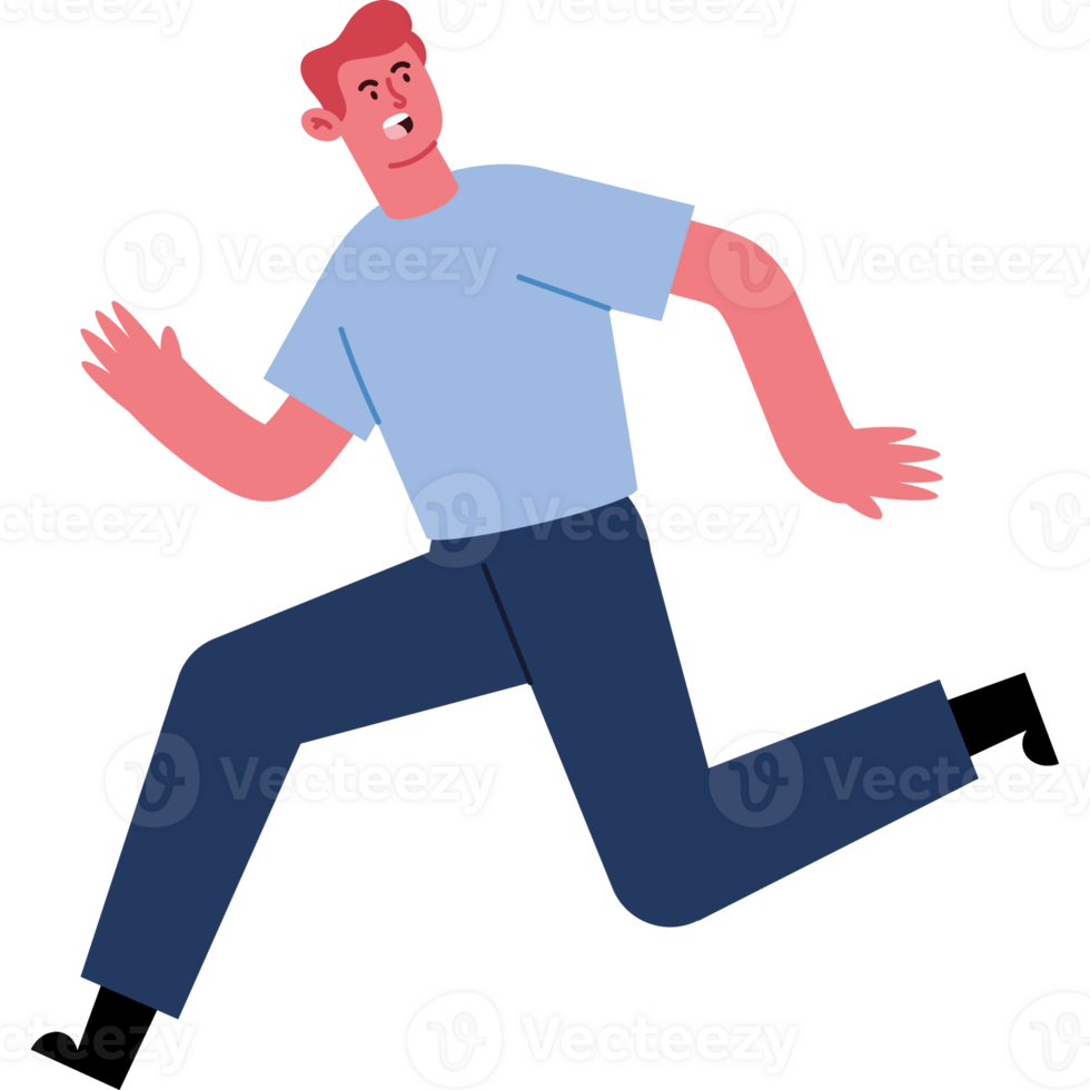 A man running in a cartoon style png