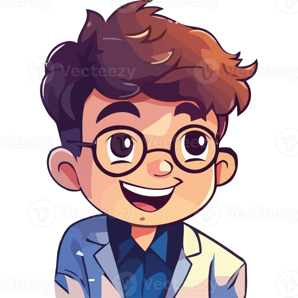 A cartoon boy with glasses and a tie png