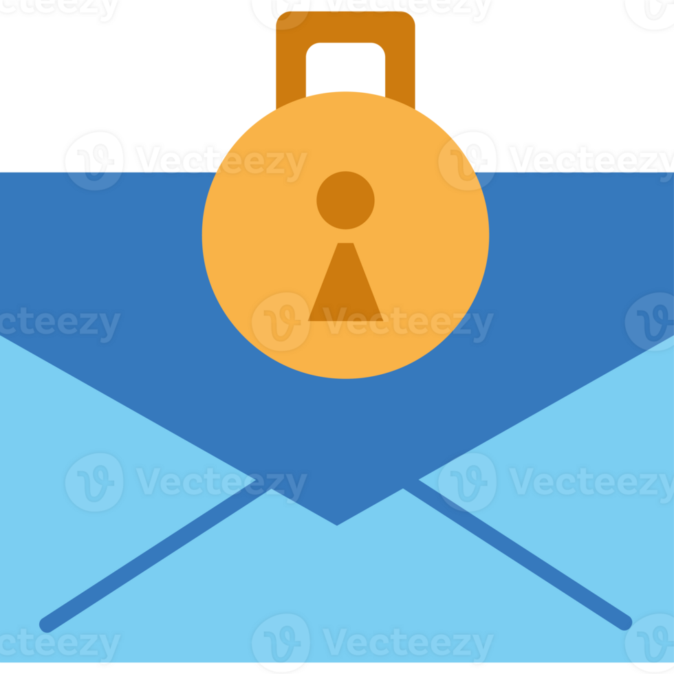 An envelope with a lock and a key png