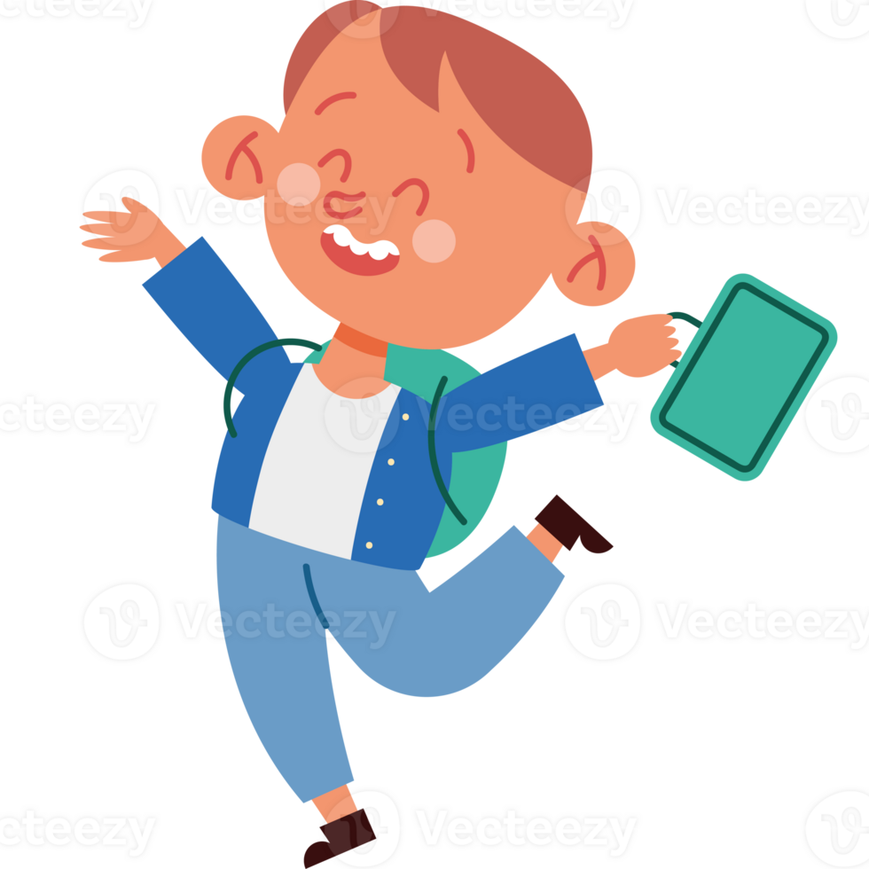 Boy with backpack and suitcase png