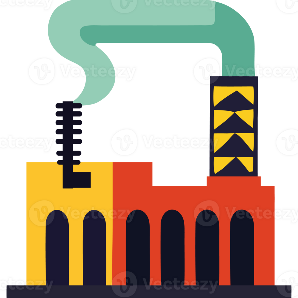 A factory with smoke coming out of the chimney png