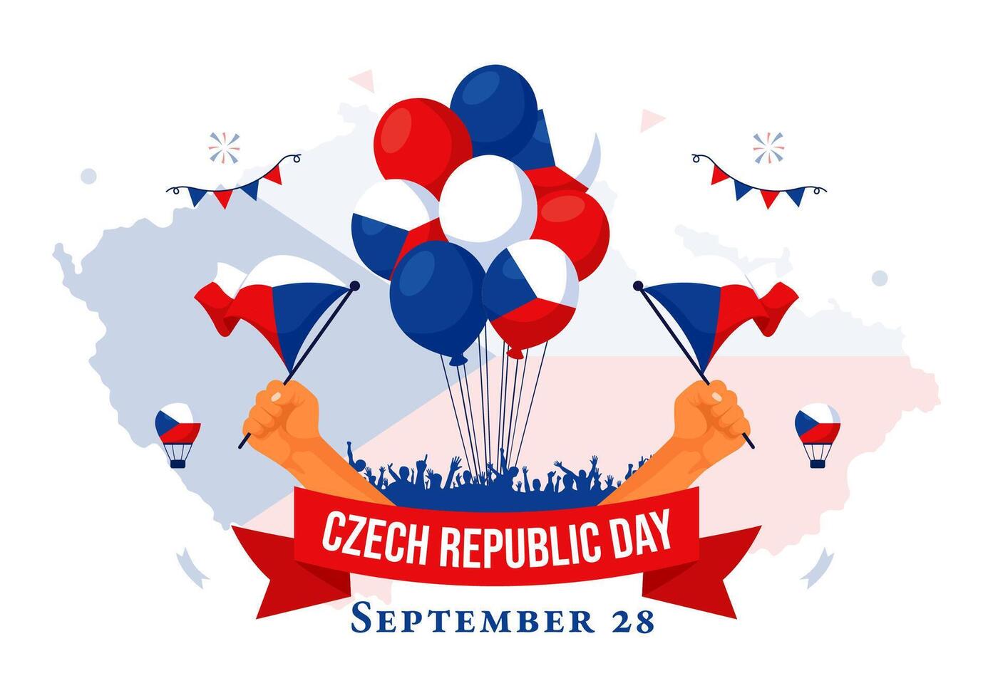Waving Flag and Festivities in Czech Republic National Day Illustration on September 28th vector