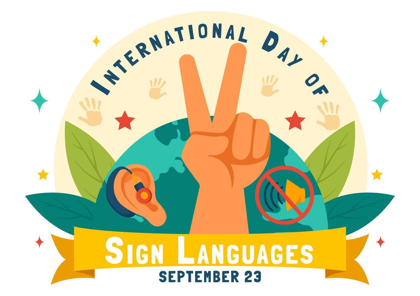 Illustration Celebrating Sign Language Day with People Communicating through Hand Gestures vector