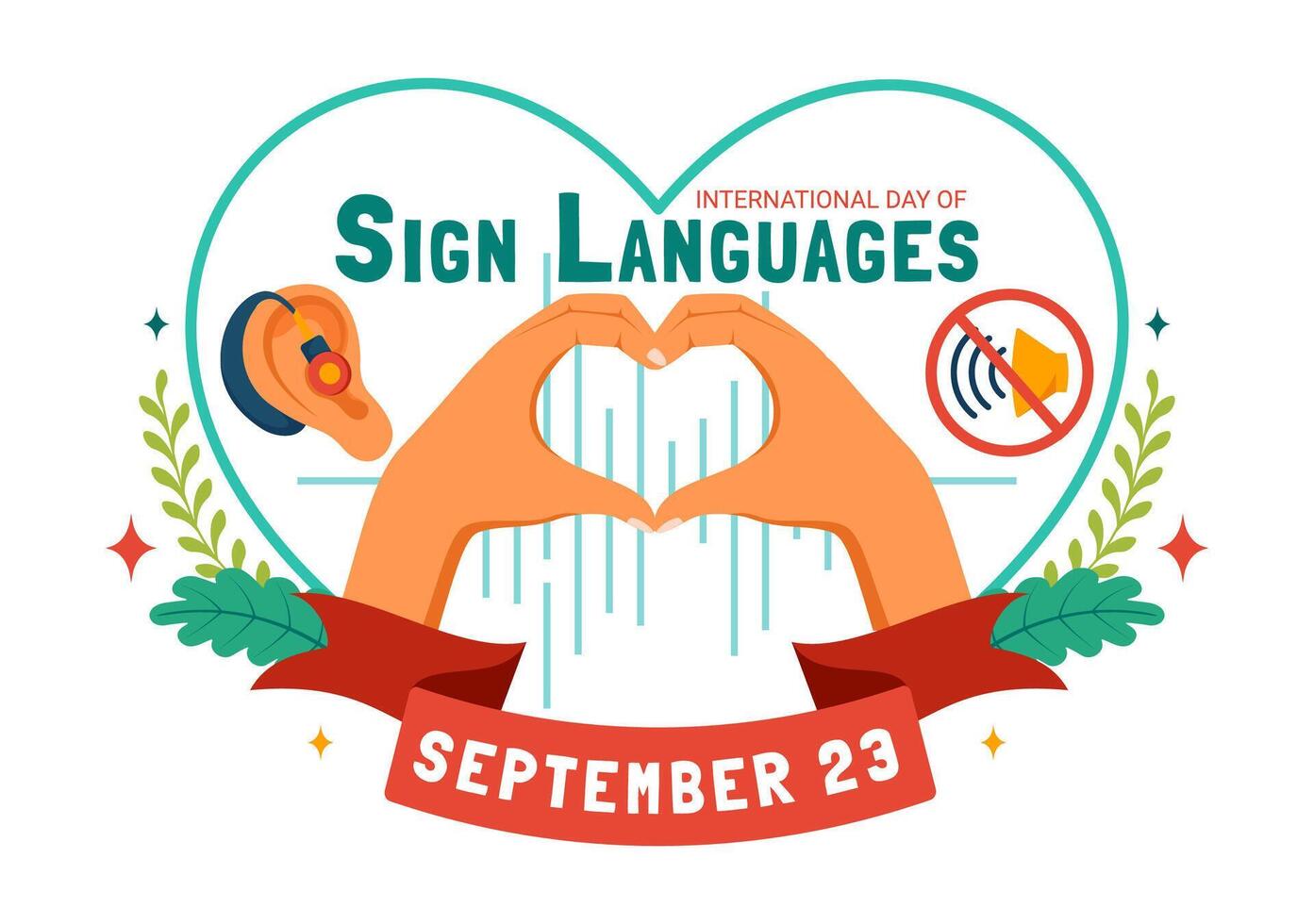 Hand Gesture for International Day of Sign Languages with Flat Style People vector