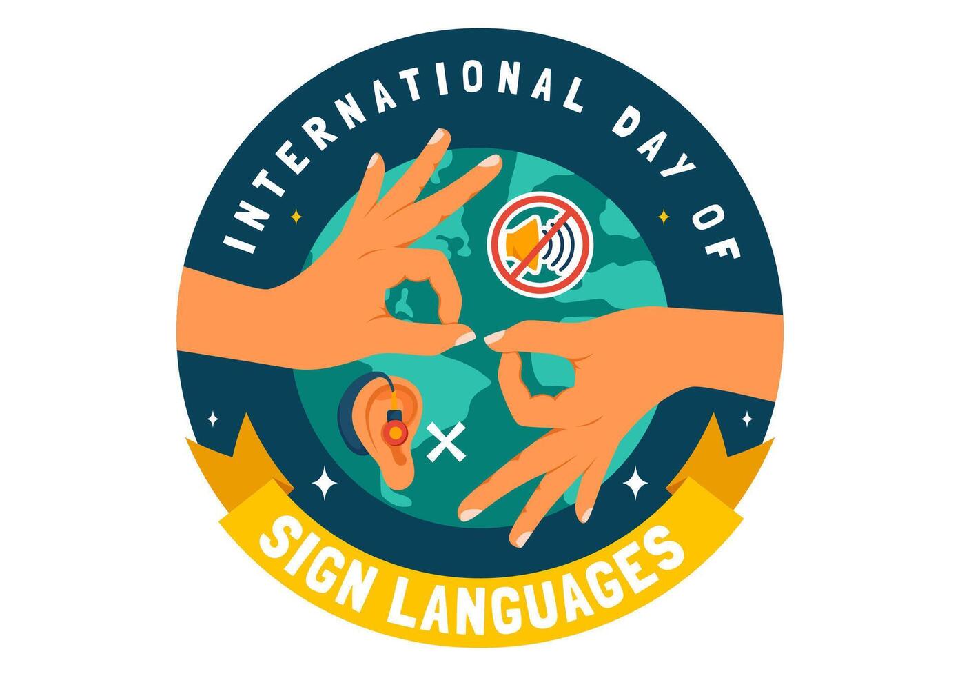 Illustration for International Day of Sign Languages with Diverse People Using Hand Gestures vector