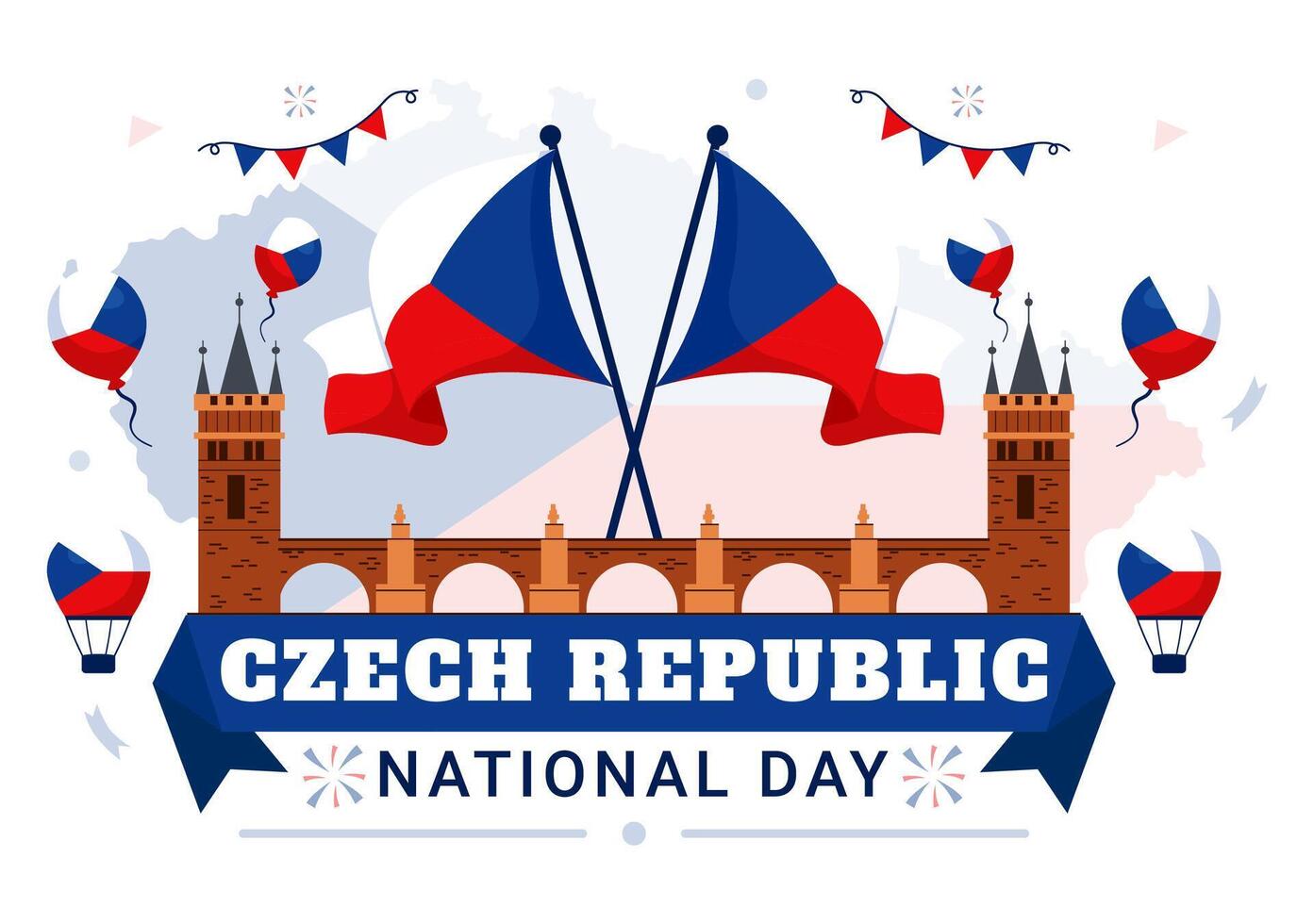 Czech Republic National Day Festivities Illustration with Waving Flag on September 28th in Flat Style vector