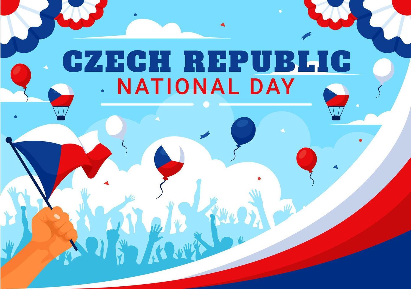 Waving Flag for Czech Republic National Day Illustration on September 28th with Festivities in Cartoon Style vector