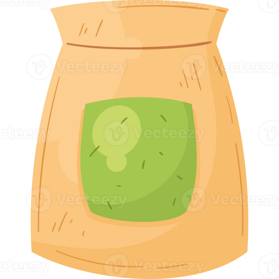 A bag of green tea with a green lid png