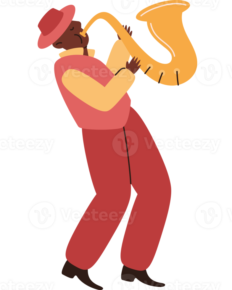 A cartoon man playing the saxophone png