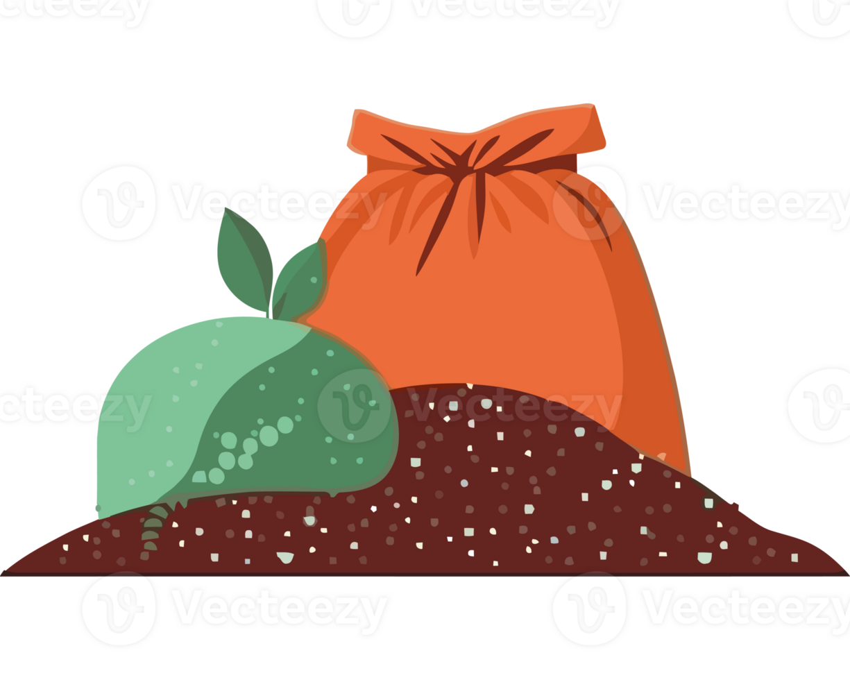 A bag of soil and a plant png