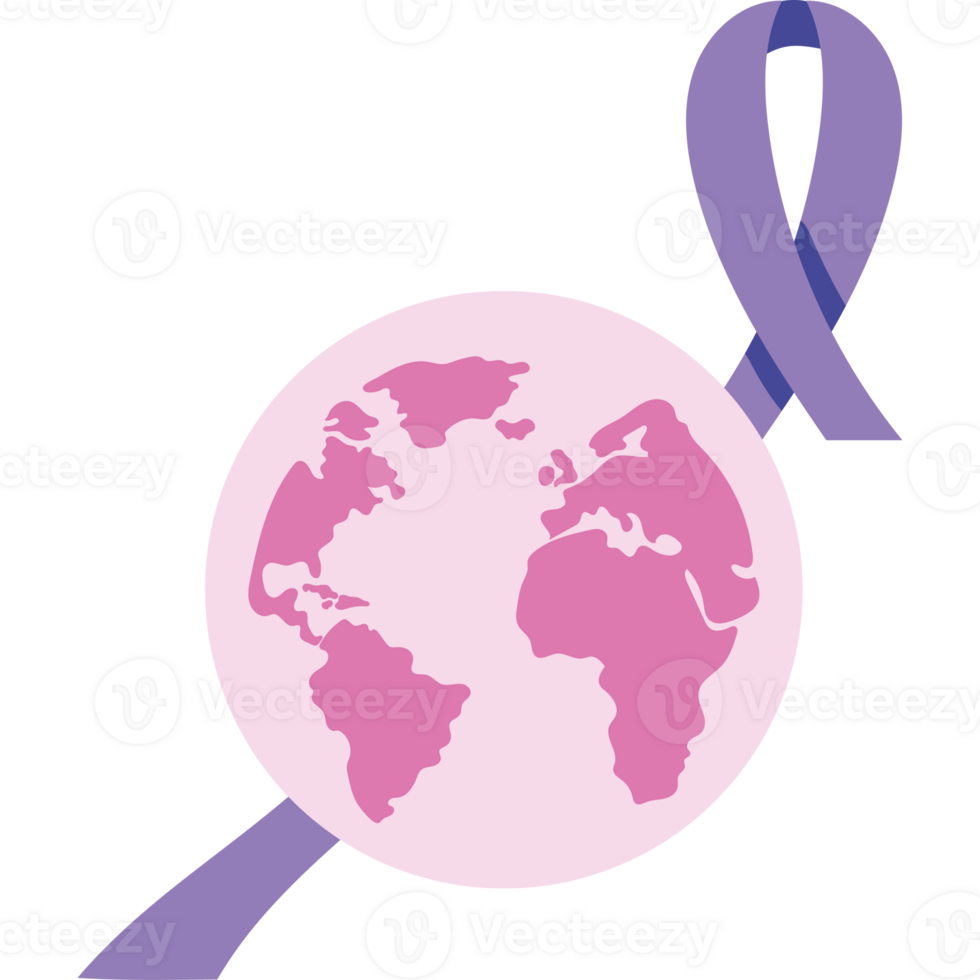 A purple ribbon around the earth and a purple ribbon around the world png