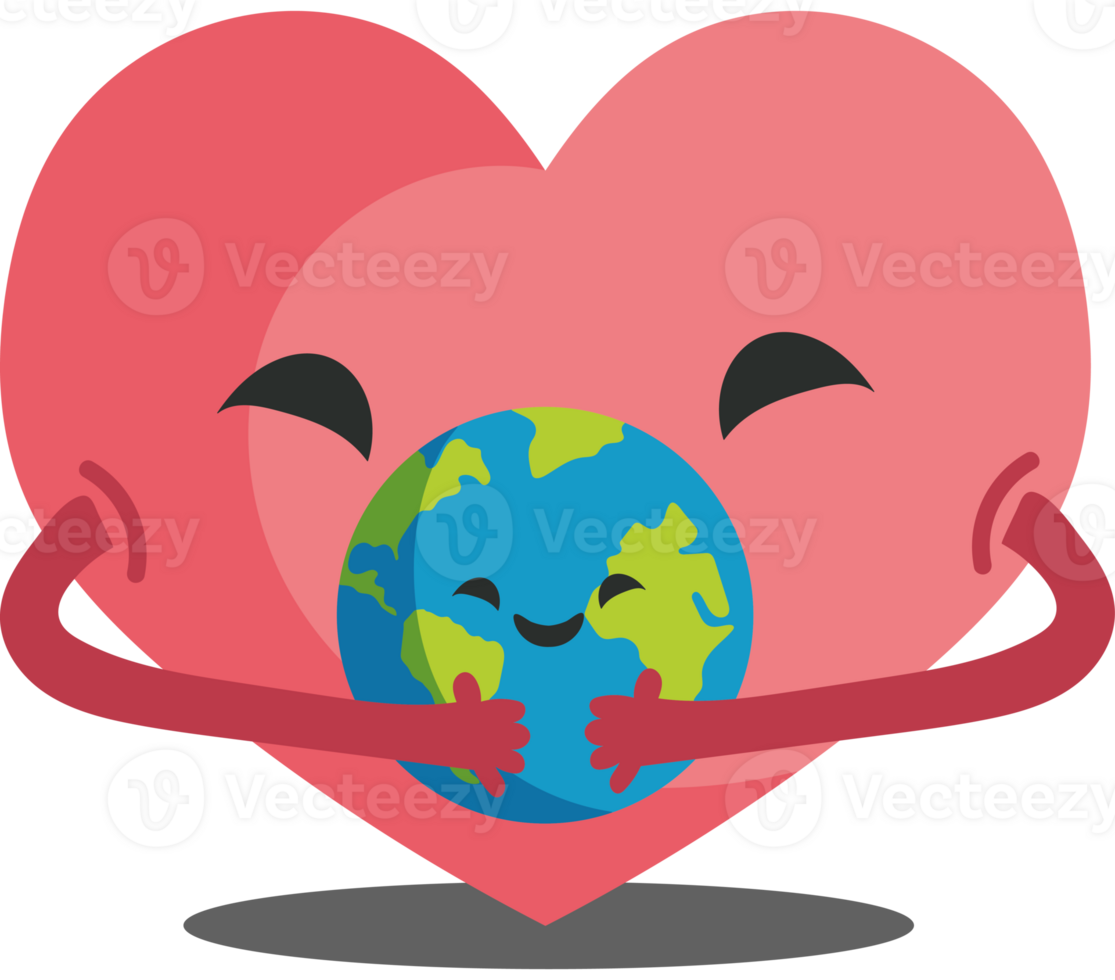 Heart with earth in it, hugging it png