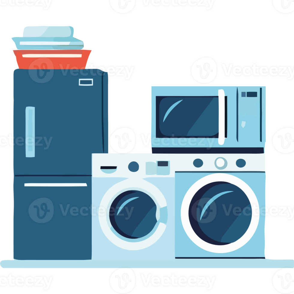 A washing machine, microwave and refrigerator png