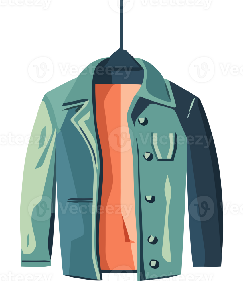 An illustration of a jacket hanging on a hanger png