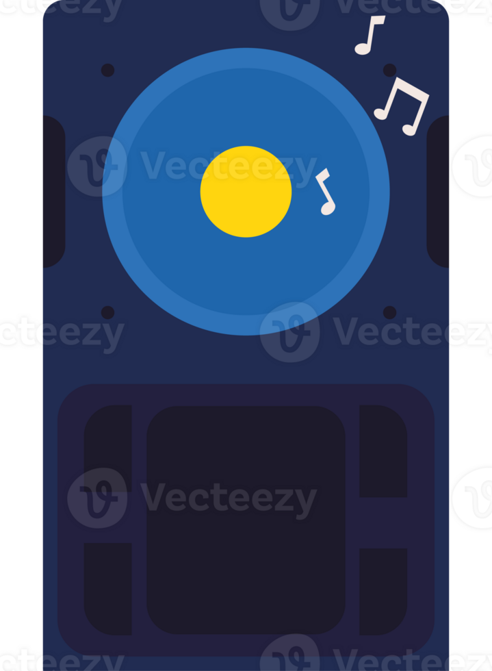 A speaker with music notes and a yellow disc png