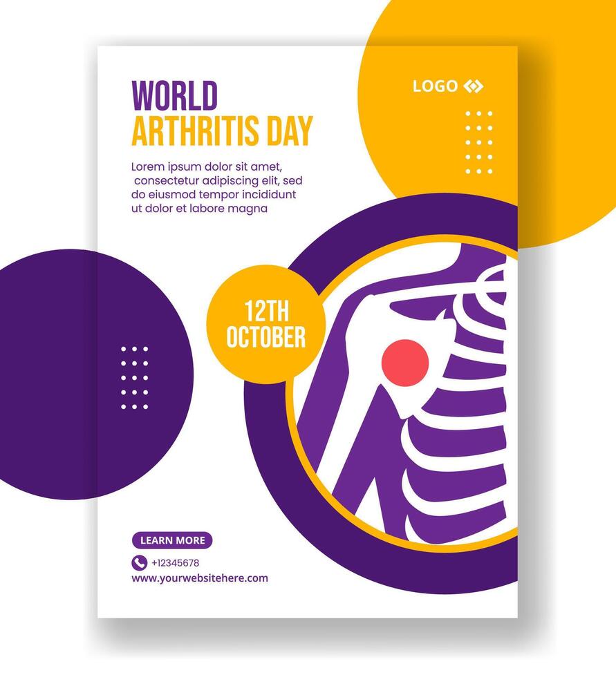 Arthritis Awareness Day Vertical Poster in Flat Hand-Drawn Cartoon Style vector