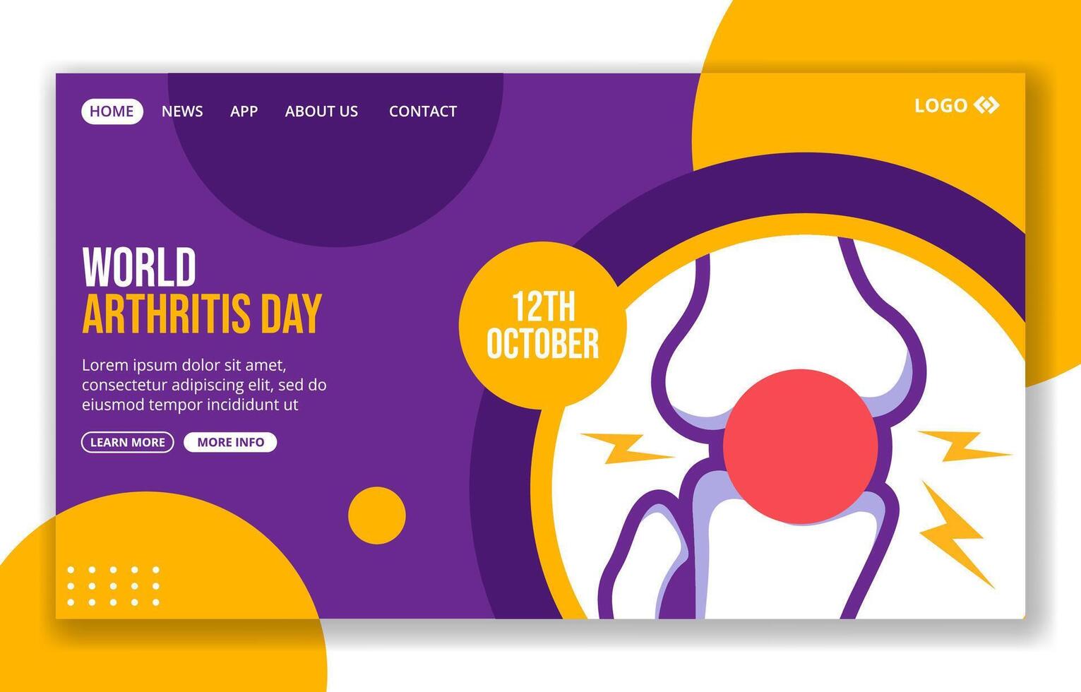 Awareness Campaign Social Media Landing Page Template for Arthritis Day with Hand-Drawn Cartoon Design vector