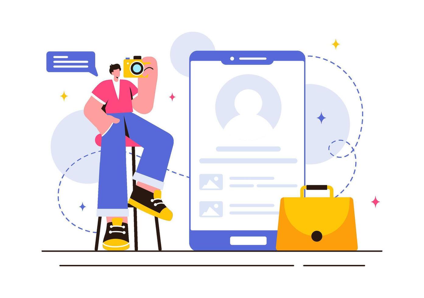 Influencers Sharing Their Lifestyle and Brand Endorsements on the Internet in a Flat Cartoon Style vector